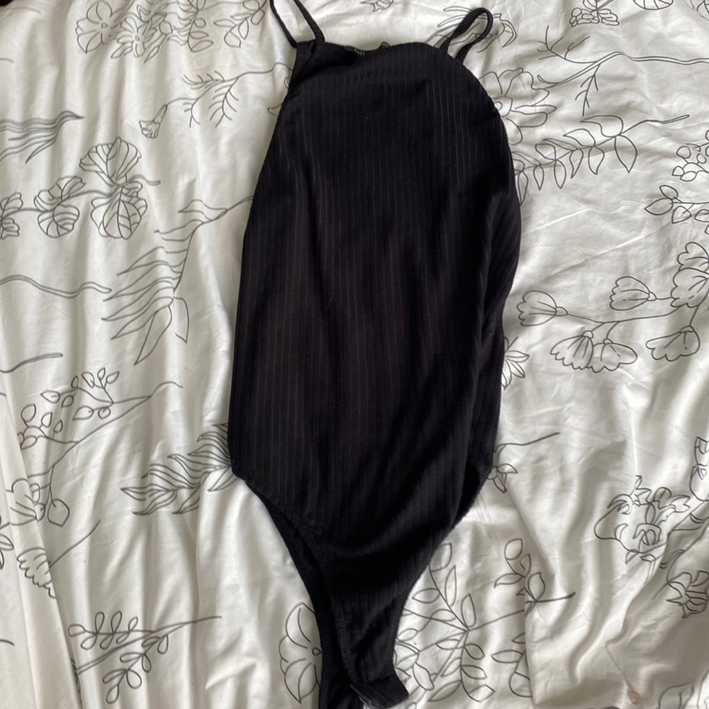ribbed black bodysuit